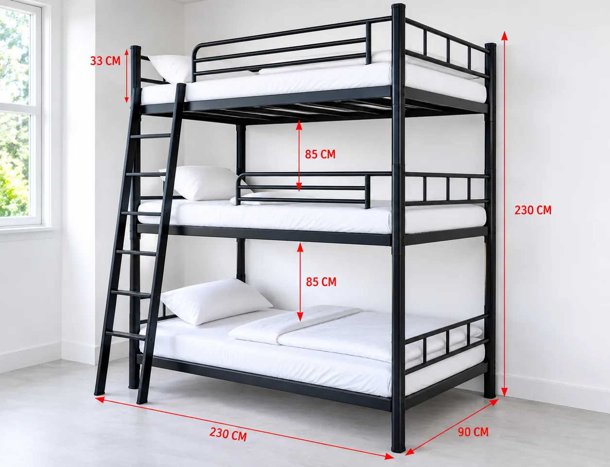 Bunk-bed layout inside a 20 ft VIP accommodation unit