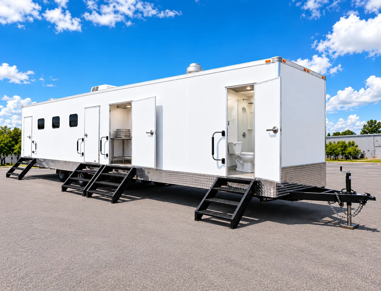 Commercial multifunctional interior of a 38 ft all-electric kitchen