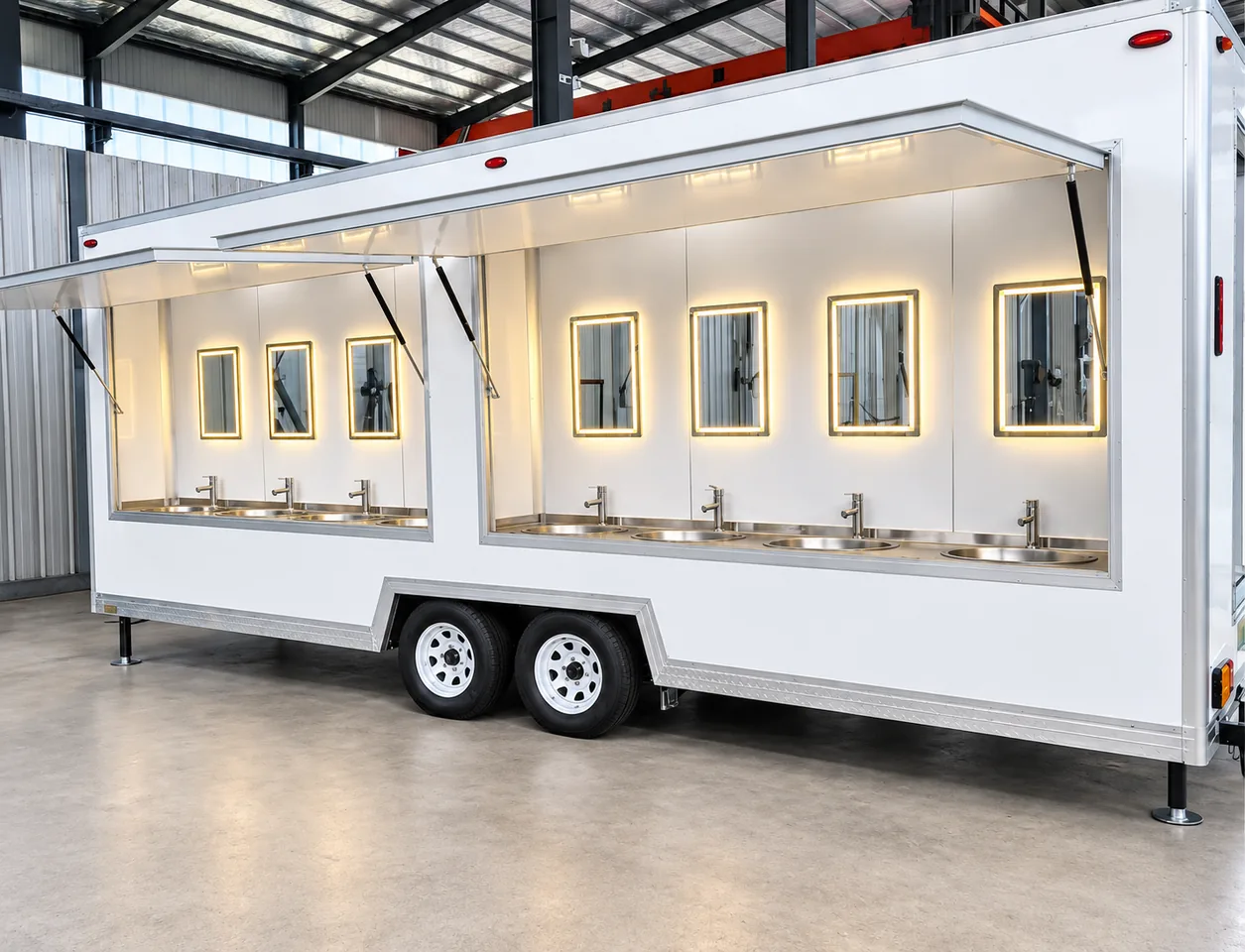 Six-station handwashing sink trailer