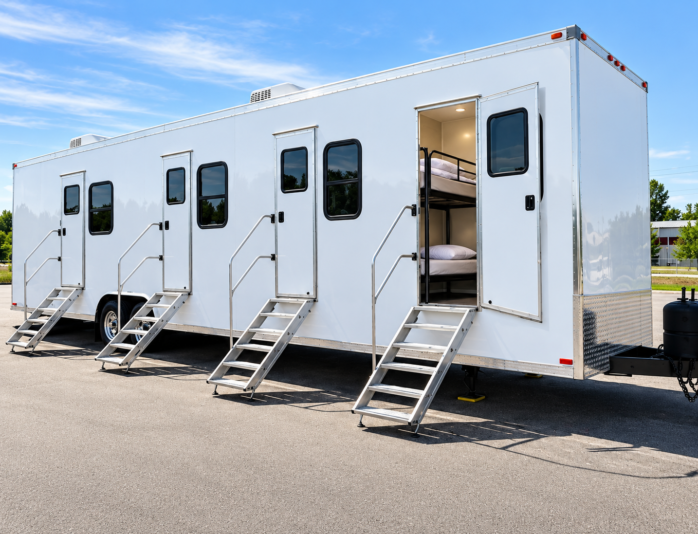 Portable bunkbed sleeper trailer interior for remote workforce housing